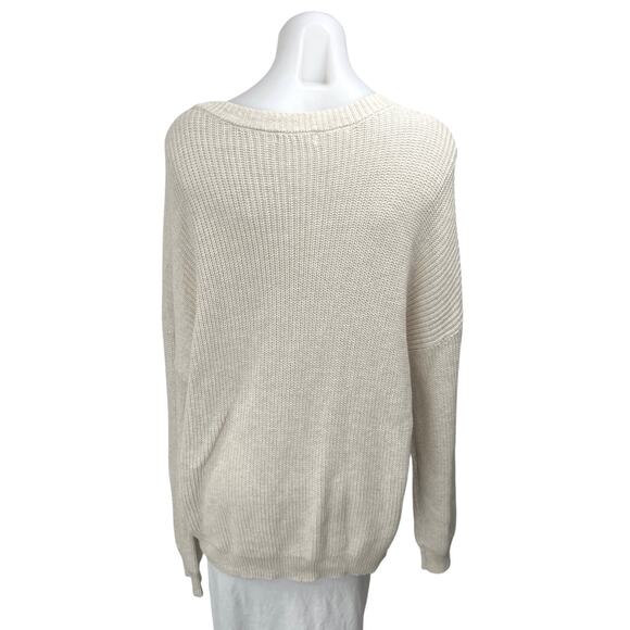 Nordstrom BP Destroy Peace Sign White Beige Knit Long Sleeve Sweater Top Size 1X - Picture 2 of 5